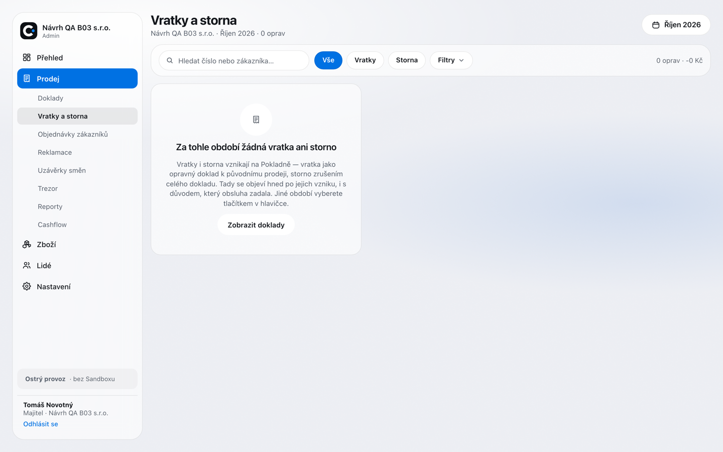 Vratky a storna